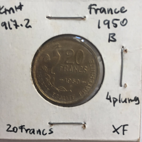 France, 20 Francs, 1950 B (4), XF