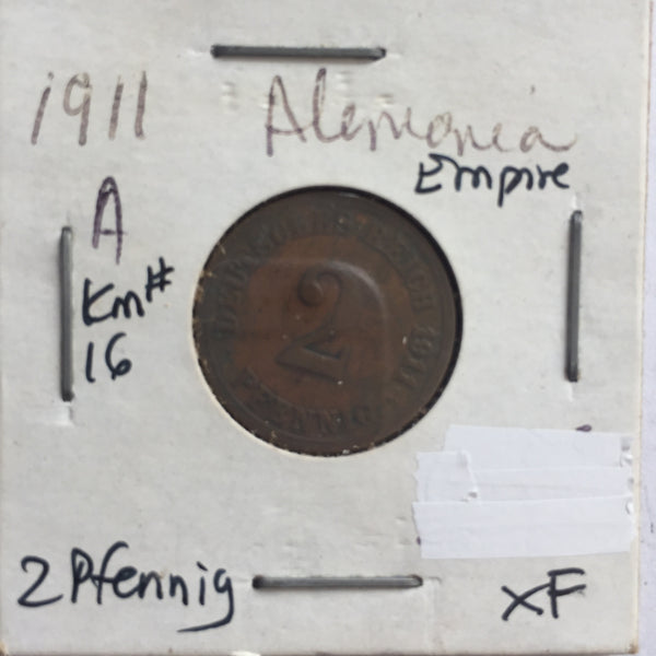 Germany, 2 Pfennig, 1911 A, XF