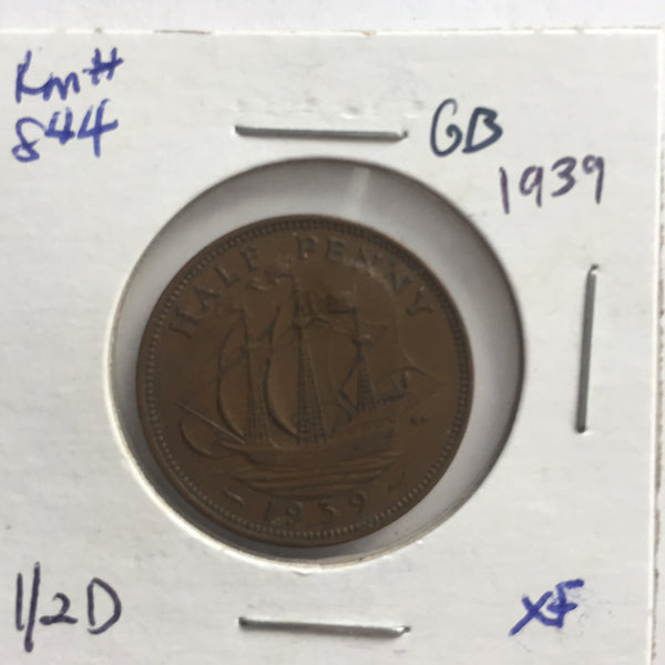 Great Britain, 1/2 Penny, 1939, XF