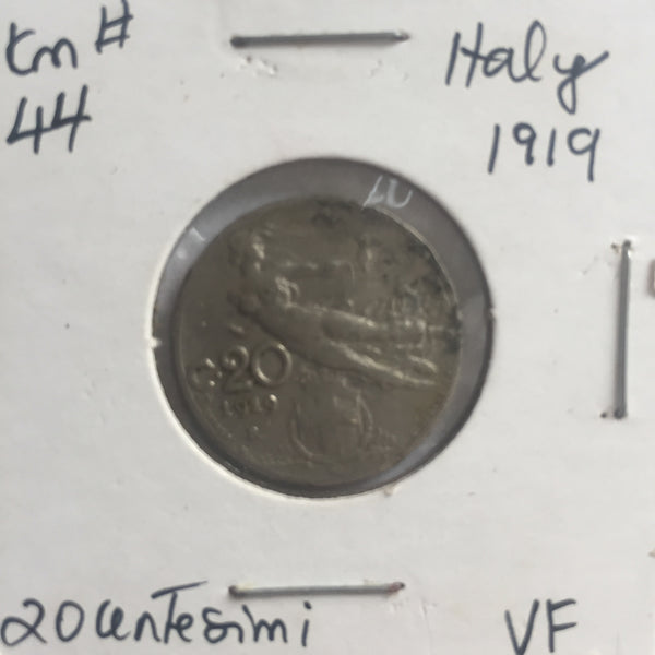 Italy, 20 Centesimi, 1919, VF