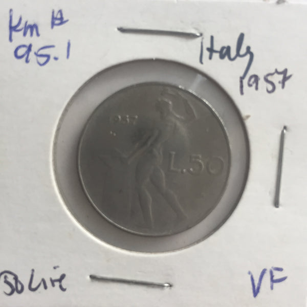 Italy, 50 Lire, 1957, VF