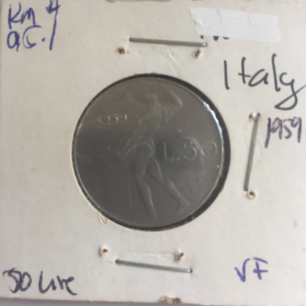 Italy, 50 Lire, 1959, VF