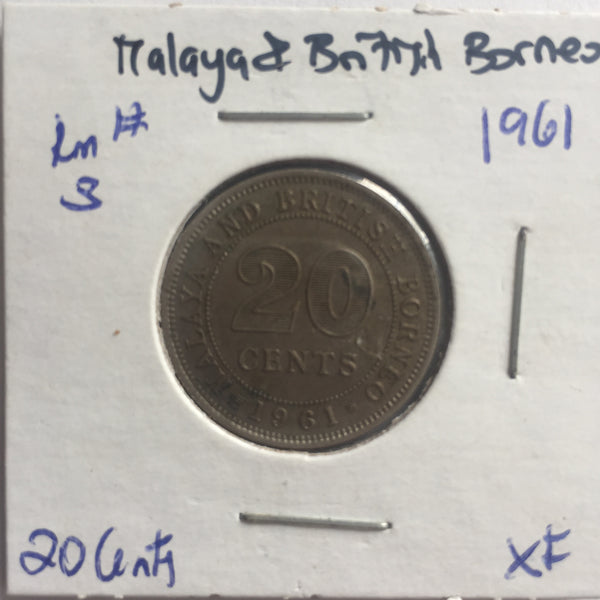 Malaya & British Borneo, 20 Cents, 1961, XF