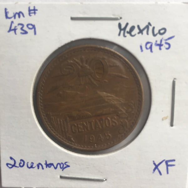 Mexico, 20 Centavos, 1945, XF