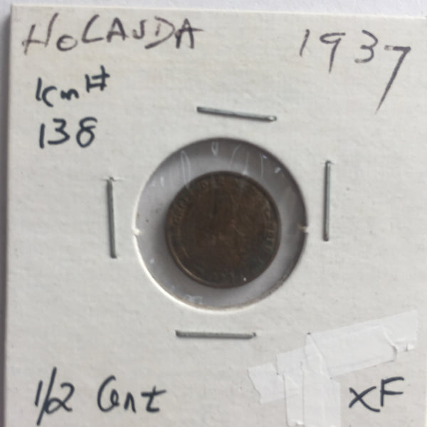 Netherlands, 1/2 Cent, 1937, XF