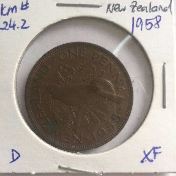 New Zealand, 1 Penny, 1958, XF