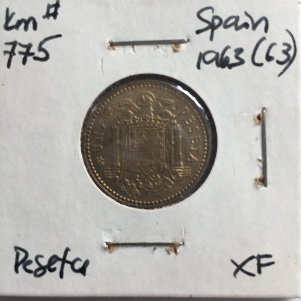 Spain, 1 Peseta, 1963 (63), XF