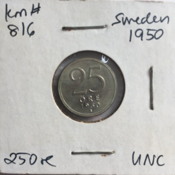 Sweden, 25 Ore, 1950, UNC
