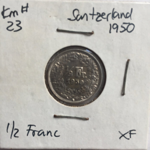 Switzerland, 1/2 Franc, 1950, XF