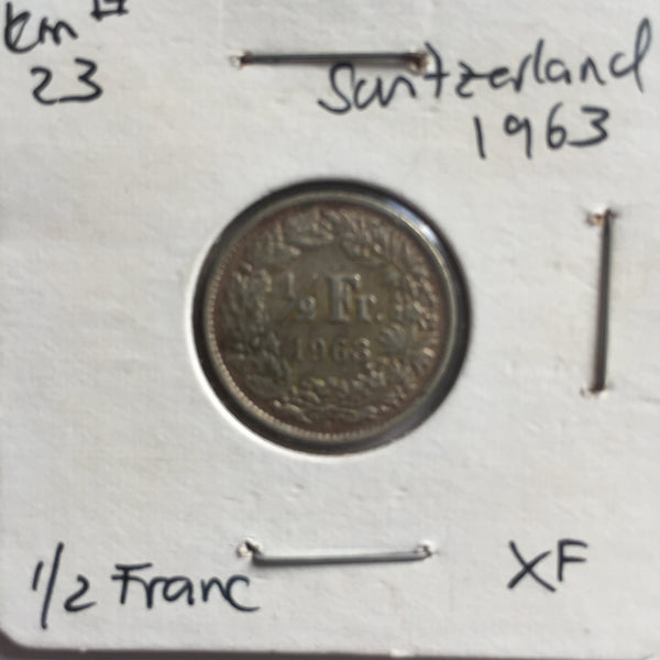 Switzerland, 1/2 Franc, 1963, XF
