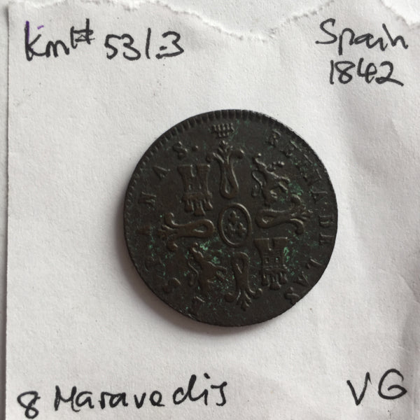 Spain, 8 Maravedis, 1842, VG