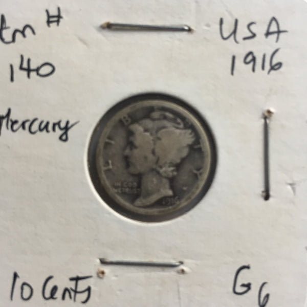 United States, 10 Cents, 1916, G 6