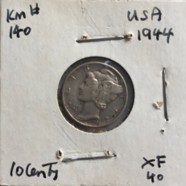 United States, 10 Cents, 1944, XF 40