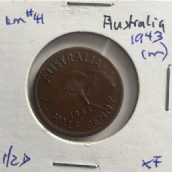 Australia, 1/2 Penny, 1943 (m), XF