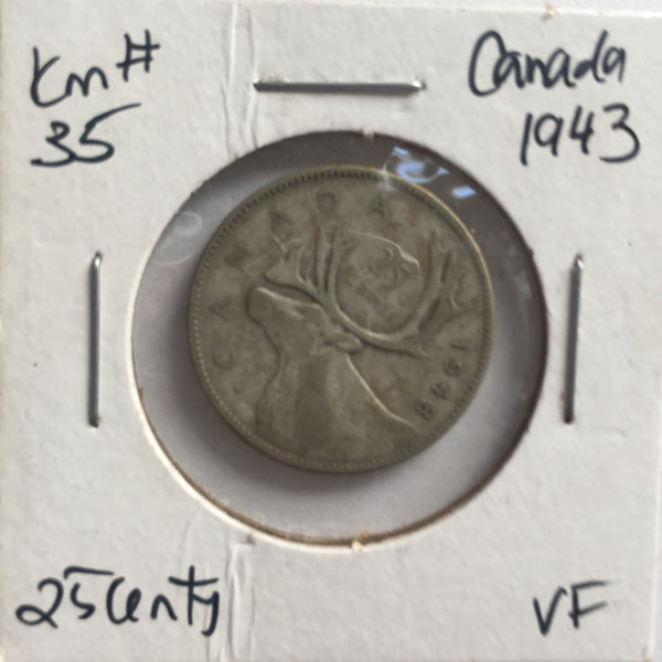Canada, 25 Cents, 1943, VF
