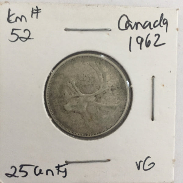 Canada, 25 Cents, 1962, VG