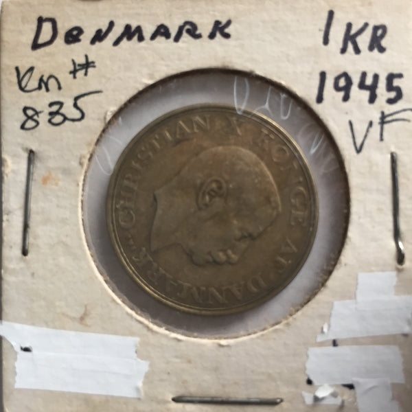 Denmark, 1 Krone, 1945, VF