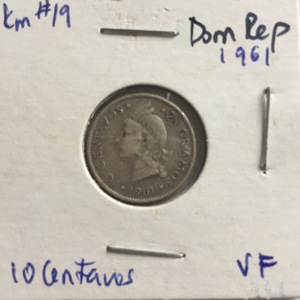 Dominican Republic, 10 Centavos, 1961, VF
