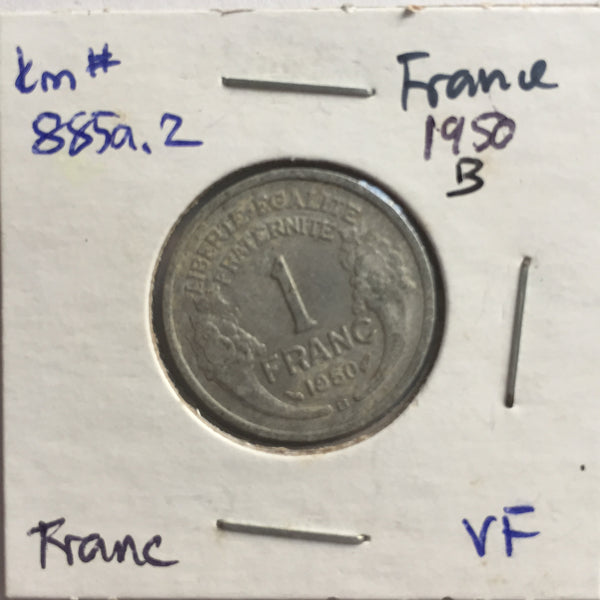 France, 1 Franc, 1950 B, VF