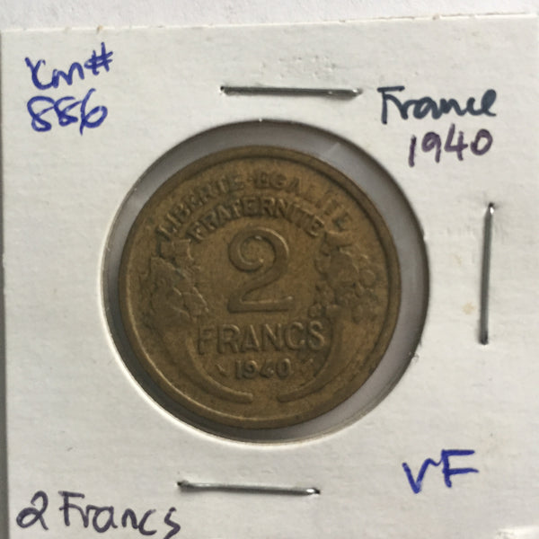 France, 2 Francs, 1940, VF