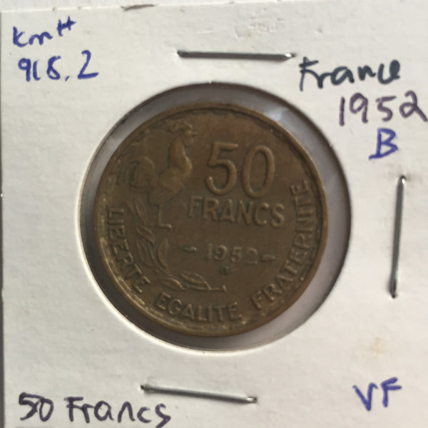 France, 50 Francs, 1952 B, VF