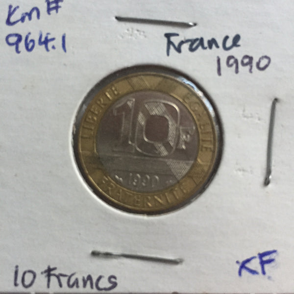 France, 10 Francs, 1990, XF
