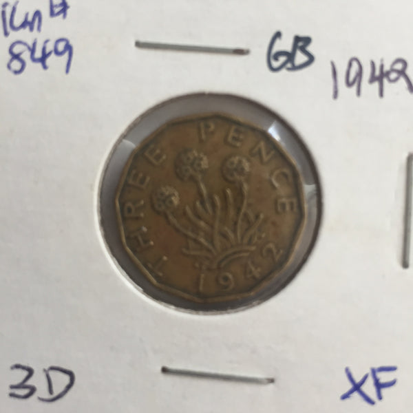 Great Britain, 3 Pence, 1942, XF