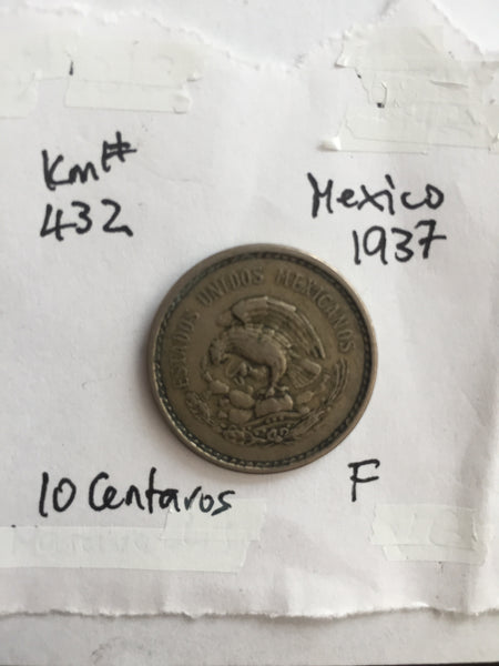 Mexico, 10 Centavos, 1937, F