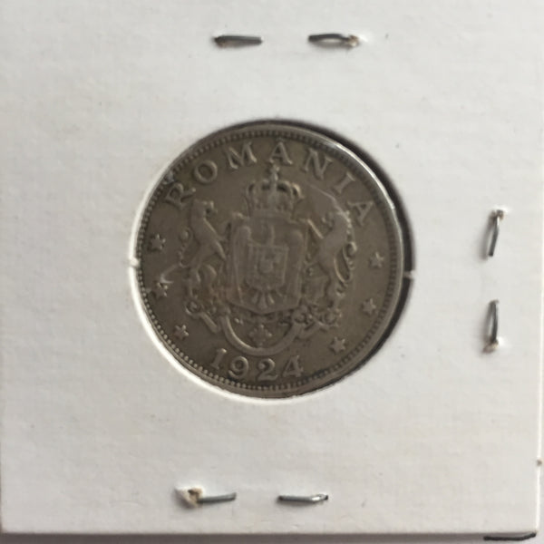 Romania, 2 Lei, 1924, VF