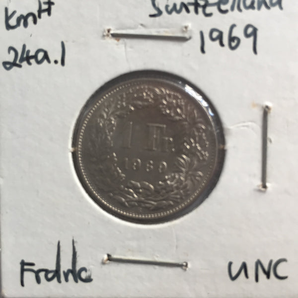 Switzerland, 1 Franc, 1969, UNC