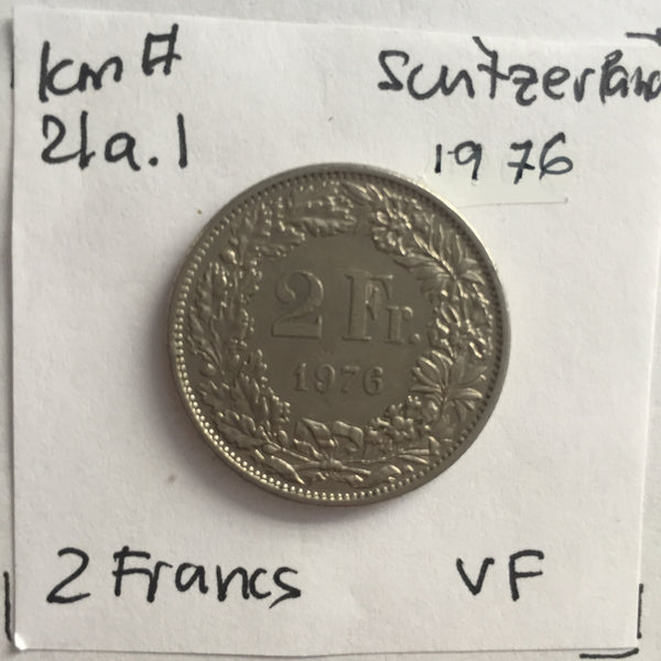 Switzerland, 2 Francs, 1976, VF