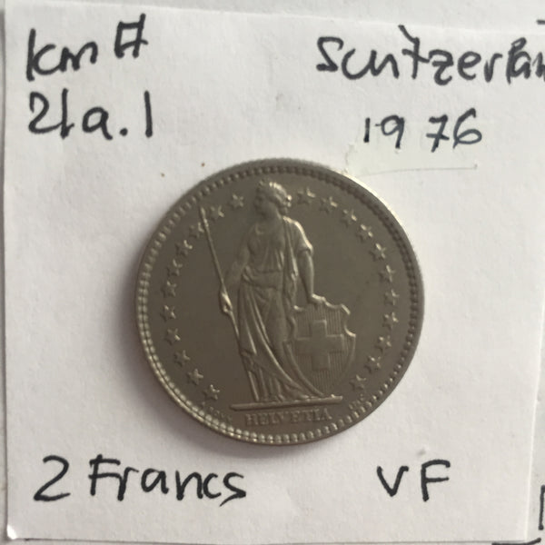 Switzerland, 2 Francs, 1976, VF