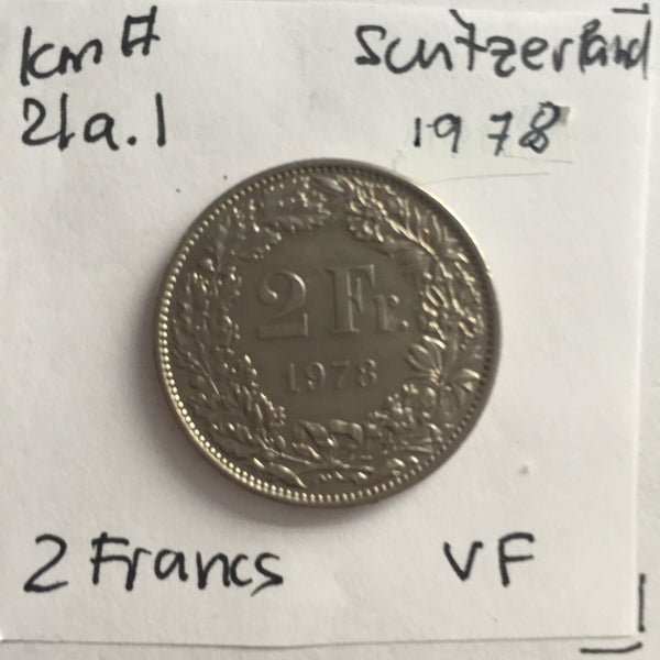 Switzerland, 2 Francs, 1978, VF