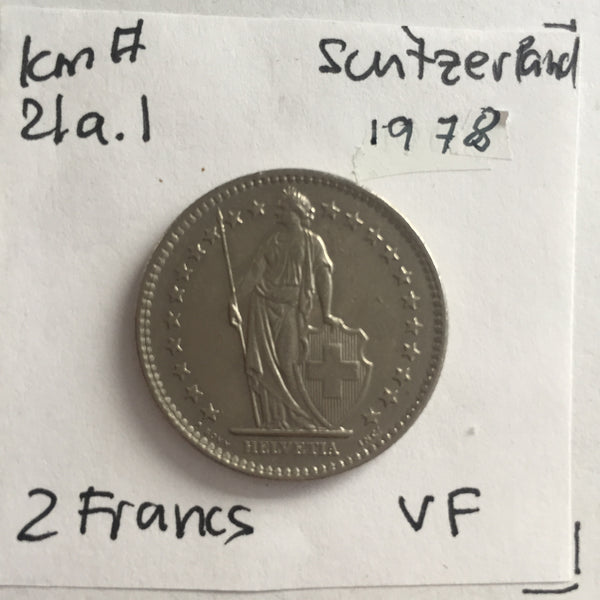 Switzerland, 2 Francs, 1978, VF