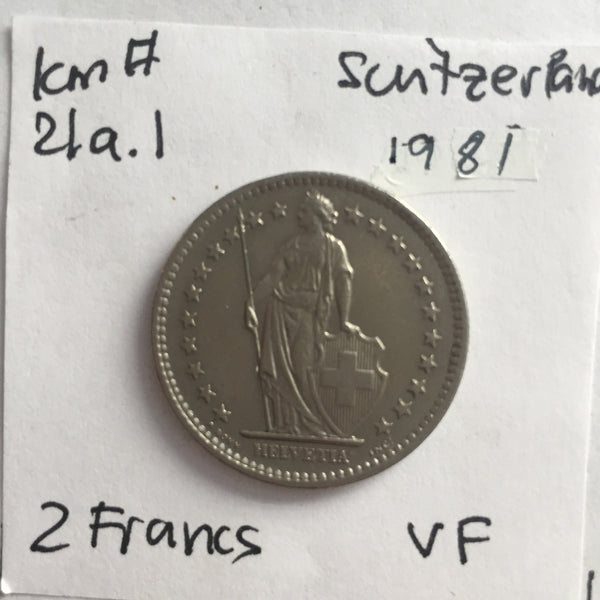 Switzerland, 2 Francs, 1981, VF