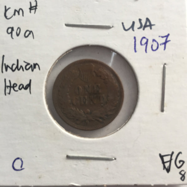 United States, 1 Cent, 1907, VG 8