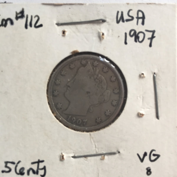 United States, 5 Cents, 1907, VG 8