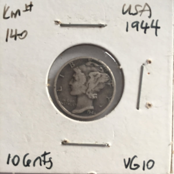 United States, 10 Cents, 1944, VG 10