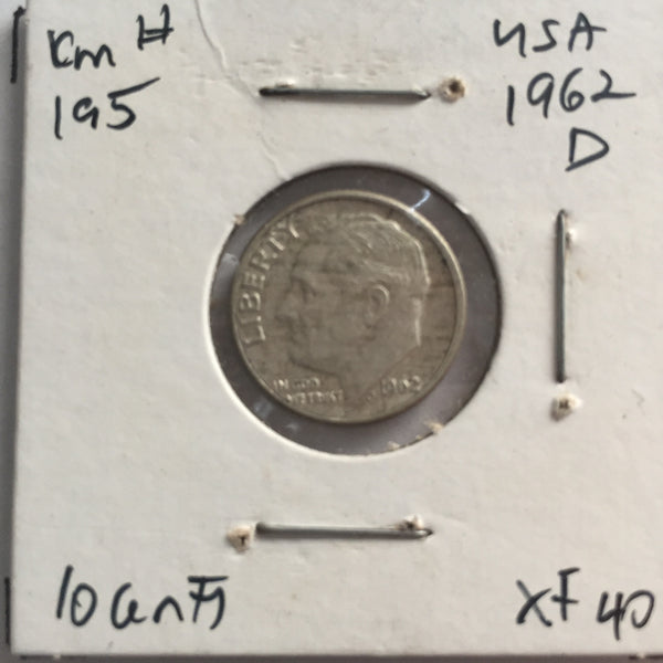 United States, 10 Cents, 1962 D, XF 40