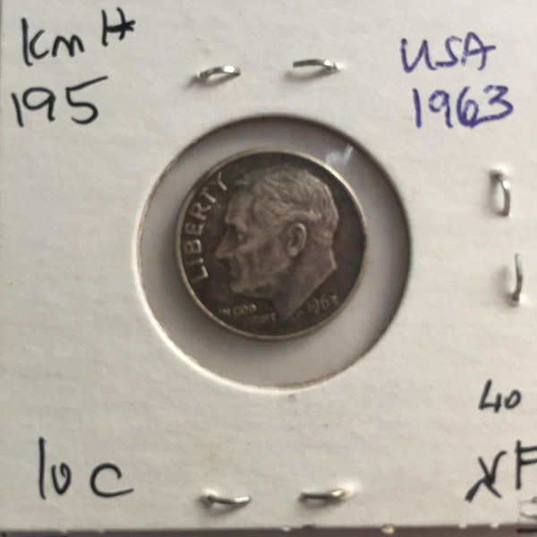 United States, 10 Cents, 1963, XF 40