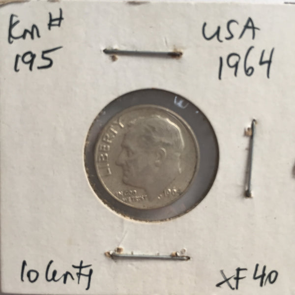 United States, 10 Cents, 1964, XF 40