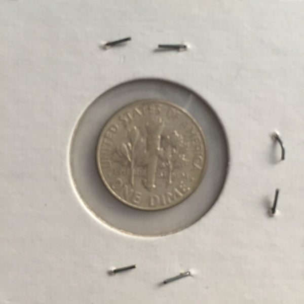 United States, 10 Cents, 1964 D, AU 50